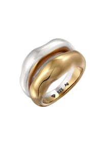elli. PREMIUM - Ring Bandring 925 Sterling Silber Vergoldet - Gold