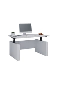 VCM. - Höhenverstellbarer Schreibtisch, stufenlos 71-120 cm elektrisch höhenverstellbar, Computerisch Maße 140x80, Bürotisch Salia - Anthrazit / Honig-Eiche