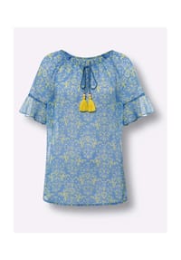 heine - Druckbluse - himmelblau-limone-bedruckt