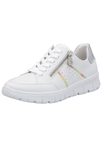 rieker - Glattleder Sneaker - Weiß/Silber