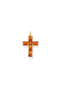 Thomas Sabo - STERLING SILVER Anhänger Kreuz orange Steine - gelbgoldfarben