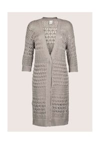 MADELEINE - Lange Strickjacke mit Ajour-Muster - cappuccino