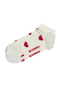 HAPPY SOCKS - Sneakersocken "Heart", Rippbündchen - 1000 WHITE