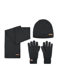 normani® - Winterset aus Merinowolle Mütze, Schal und Handschuhe Muster Yuma - Anthrazit