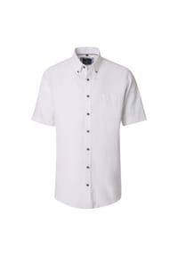 CASAMODA - Herren Leinenhemd kurzarm uni Casual Fit - Blau