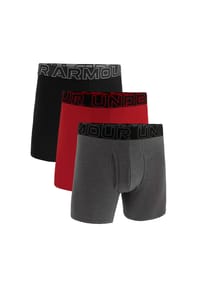 UNDER ARMOUR - Herren Boxershorts, 3er Pack - Performance Cotton Boxer Briefs - Solid 6", Stretch, Baumwollmischung - Dunkelblau/Grau/Blau