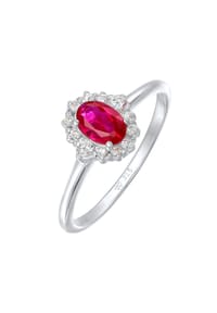 elli. - Ring Cocktailring Synthetischer Rubin Zirkonia 925 Silber - Silber