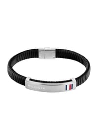 TOMMY HILFIGER - Herren Armband "2790349", Leder/Edelstahl - schwarz/silber