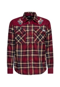 KING KEROSIN - Flanellhemd mit Pinup-Patches - bordeaux