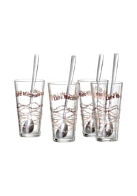Ritzenhoff & Breker - Latte Macchiato Gläser + Löffel Sana 370 ml 4er Set transparent - transparent