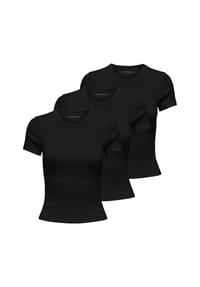 ONLY® - Damen T-Shirt 3er Pack - ONLVAL LIFE O-NECK TOP, Rundhals, Baumwolle, einfarbig - 2xWeiß/Schwarz