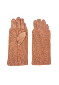 Seasons of April - Fingerhandschuh LUMI Damen Handschuhe, elastisch und aufgeraut in Wildlederoptik mit Überzieher (Stulpe) - Beige