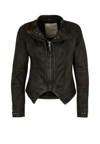 MIRACLE OF DENIM - Lederjacke Nieja mit Nahtmuster auf Rücken und Ärmeln - charcoal