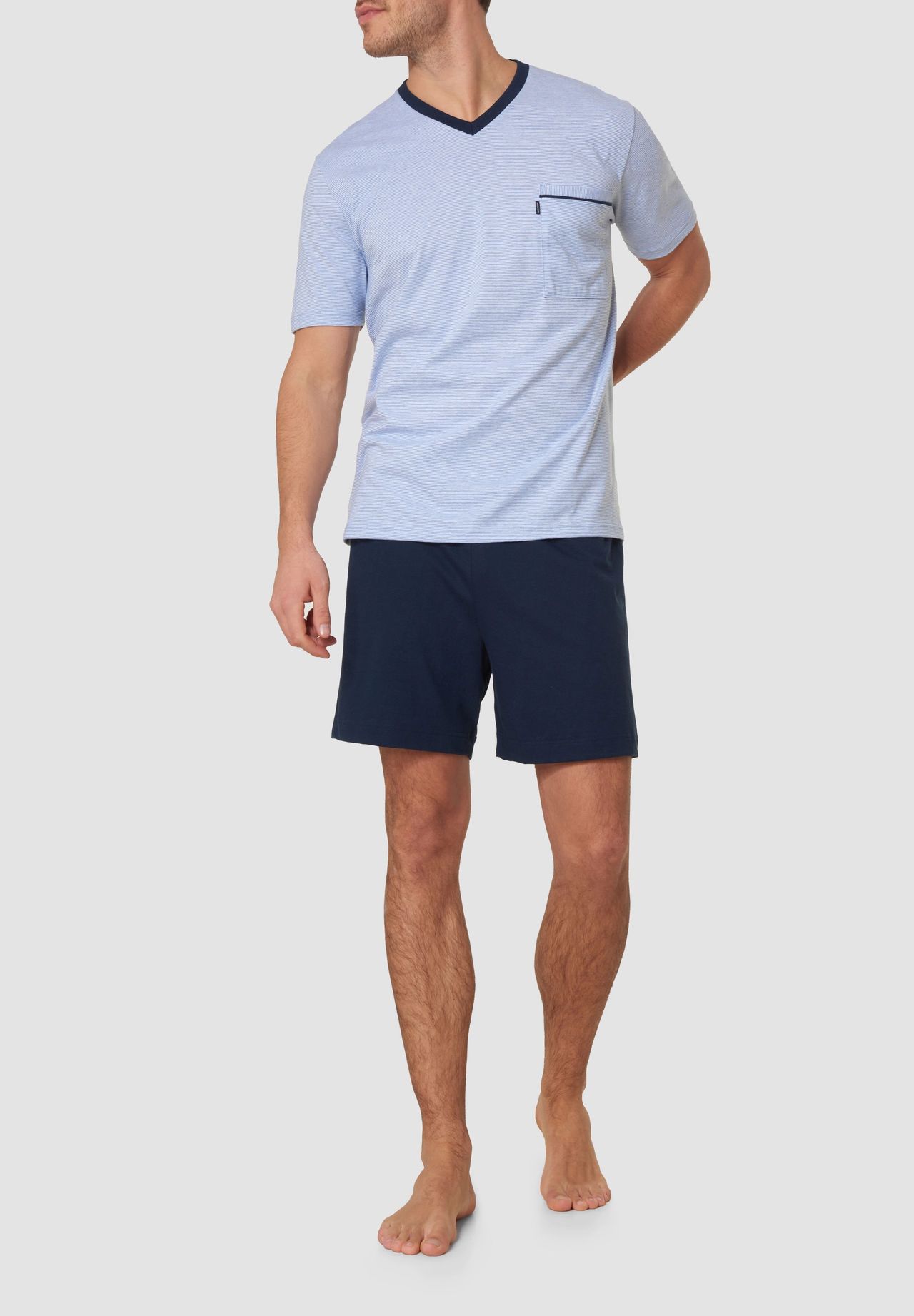 Ammann Schlafanzug, Shorty, Melange, FüR Herren, Blau|Grau, 48