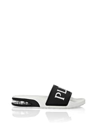 PLEIN SPORT - Flache Gummisandalen - black/black