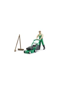 bruder® - Spielzeugautozubehör bworld Gärtner, 5-tlg., mit Rasenmäher, Gartengeräte, Spiel Figur - mehrfarbig
