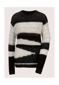 MADELEINE - Intarsien-Pullover - schwarz / wollweiß