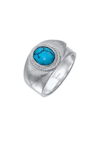 KUZZOÍ - Ring Herren Siegelring Türkiser Howlith 925 Silber - Silber