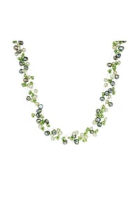 VALERO PEARLS - Damen Kette aus 925/- Sterling Silber in Silber mit Süßwasser-Zuchtperle - grün