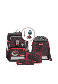 Step by Step® SPACE - Schulranzen-Set "Ninja Yuma", 5-teilig, Volumen 20 l, für Kinder - anthrazit/rot