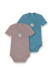 normani® - 2er Set Baby Merino Body Kurzarm Tauranga - Anthrazit/Beige