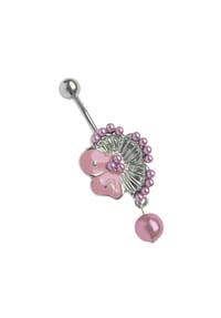 Adelia's - Bauchnabelpiercing Banane , Blume mit Perlen - grün