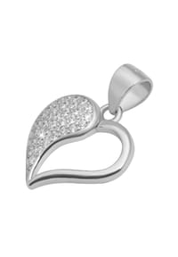Adelia's - Damen 925 Silber Anhänger Herzanhänger silberfarben mit funkelnden Zirkonia - silber