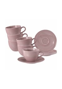 Seltmann Weiden Milchkaffeetassen mit Untertassen Beat Color Glaze 350 ml 6er Set - BEAT - altrosa