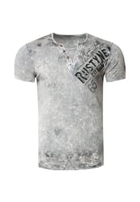 RUSTY NEAL - T-Shirt im coolen Used-Look-Design - Blau