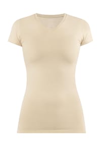 normani® - Figurbetontes T-Shirt mit V-Ausschnitt Siena - Beige