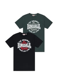 LONSDALE™ - Herren T-Shirt normale Passform Doppelpack WELLBROW - Black/Green
