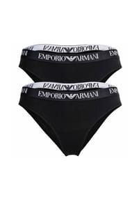 EMPORIO ARMANI - Damen Slips, 2er Pack - ESSENTIAL COTTON, Brazilian, Cotton Stretch - Schwarz