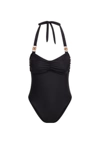 MODA MINX - Badeanzug Amour Rouched mit tollem Steinbesatz - Black