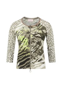 BETTY BARCLAY - Shirtjacke mit Rippenstruktur - Khaki/Cream