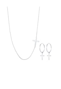 elli. - Schmuckset Kette Ohrringe Kreuz Religion Glaube 925 Silber - Gold