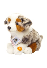 HERMANN Teddy COLLECTION® - Kuscheltier "Australian Shepherd Welpe", 22 cm - WEIß/BRAUN