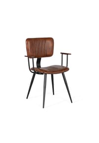 GINER & COLOMER - Stuhl aus Rindsleder, 57 cm, Vintage-Industriestil – 85 x 60 x 49 cm - Braun