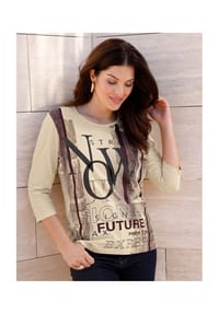 SIEH AN! - 3/4-Arm-Shirt - sand-burgund-bedruckt