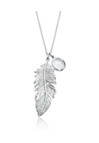 elli. - Halskette Feder Boho Mondstein 925 Sterling Silber - Silber