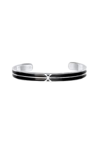KUZZOÍ - Armband Herren Armreif Emaille Offen Basic 925 Silber - Silber