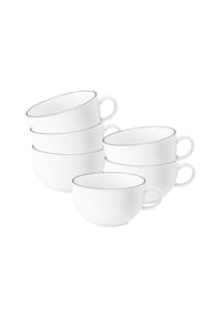 Seltmann Weiden Milchkaffeetassen Lido Black Line 350 ml 6er Set weiß - LIDO BLACK LINE - weiß