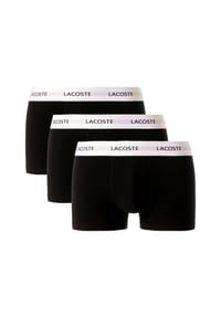 LACOSTE - Herren Boxershorts, 3er Pack - Trunks, Cotton Stretch, Logobund - BLACK/WHITE/GREY
