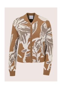 MADELEINE - Strickblouson mit Blüten-Jacquard - wollweiß / dunkeltaupe / multicolor