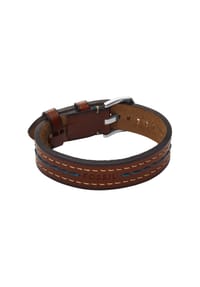 FOSSIL ELLIS - Fossil Everett braunes Lederarmband mit Ziernähten, JF04949040 - Braun