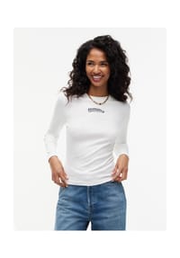 TOMMY Jeans - Langarmshirt Slim Ess Logo 1, Rundhals, für Damen - BDS  BLACK
