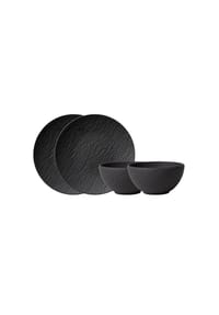Villeroy & Boch Teller-Set, 4-teilig, für 2 Personen Manufacture Rock - Manufacture - schwarz