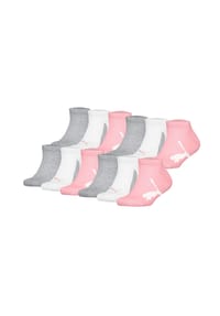 PUMA® - Kinder Sneakersocken, 12er Pack - BWT Sneaker 12P, Logos, einfarbig - Grau/Weiß/Rosa