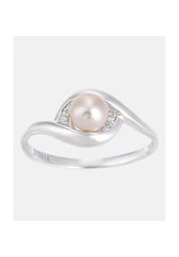 Diamant L'eternel - Ring, mit 0.02 ct Diamant, mit Zuchtperle, 375 Weißgold - white gold