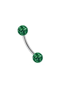 Adelia's - Augenbrauenpiercing Titan Banane mit 2 mini Ferido Epoxy Kugeln - dunkelgrün