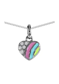 OSTSEE-SCHMUCK® - Kette mit Anhänger , kleines Herz , Silber 925/000 - mehrfarbig